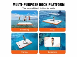 New Plataforma Flotante Inflable SucceBuy, 243×152 cm, Plataforma con Escalera Deportes Náuticos