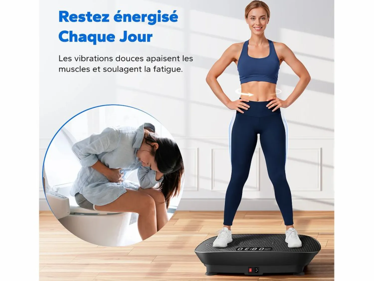 Best MERACH Plataforma vibratoria 10 velocidades, LED, mando a distancia, fitness de vibración, pérdida de peso, musculación, , 150KG MÁX Negro