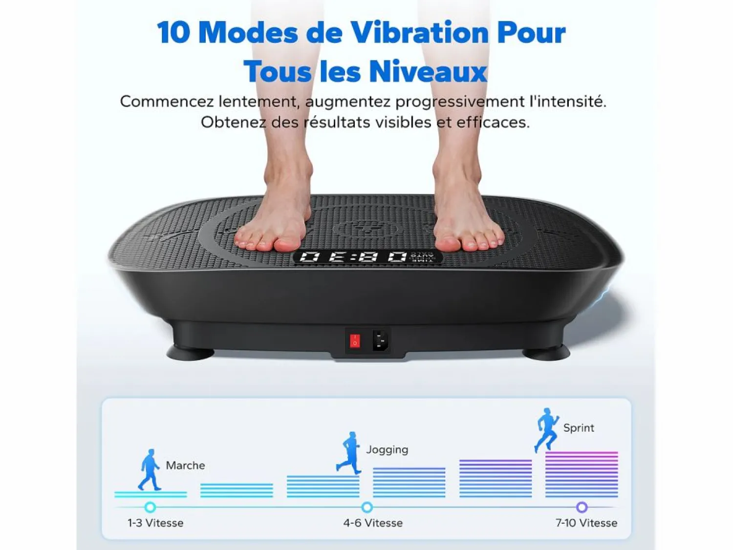 Best MERACH Plataforma vibratoria 10 velocidades, LED, mando a distancia, fitness de vibración, pérdida de peso, musculación, , 150KG MÁX Negro