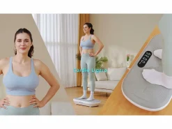 Hot MERACH Plataforma vibratoria , mando a distancia, pantalla LED, Bluetooth, 10 velocidades, 11 programas, silenciosa, capacidad 200KG Gris