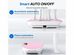 Clearance MERACH Plataforma Vibratoria Silenciosa , 11 Niveles, LED, Bluetooth, Altavoz Integrado, Control Remoto, Modo Manual/Automático, Máx 181kg, Rosa