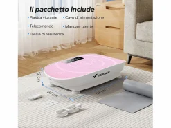 Clearance MERACH Plataforma Vibratoria Silenciosa , 11 Niveles, LED, Bluetooth, Altavoz Integrado, Control Remoto, Modo Manual/Automático, Máx 181kg, Rosa