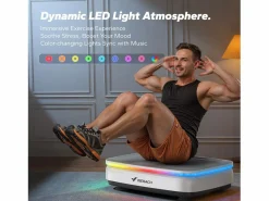 Hot Plataforma Vibratória , 99 Níveis, Bluetooth, Luzes e Ecrã de LED, Altifalante Integrado, Controlo Remoto, Modo duplo, Máx 150 kg, Branco Aparato De Musculación