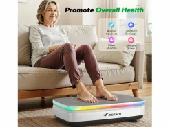 Hot Plataforma Vibratória , 99 Níveis, Bluetooth, Luzes e Ecrã de LED, Altifalante Integrado, Controlo Remoto, Modo duplo, Máx 150 kg, Branco Aparato De Musculación