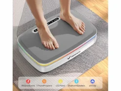 Hot Plataforma Vibratória , 99 Níveis, Bluetooth, Luzes e Ecrã de LED, Altifalante Integrado, Controlo Remoto, Modo duplo, Máx 150 kg, Branco Aparato De Musculación