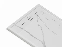 Hot Plato de ducha a ras de suelo recortable en resina SMC - Blanco marmolado - 120 x 90 cm - LYROSA Plato De Ducha