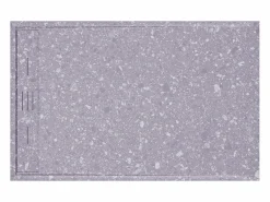 Clearance Shower & Design Plato de ducha a ras de suelo cortable en resina SMC - Efecto terrazzo - 140 x 90 cm - LYROSA Gris / Blanco