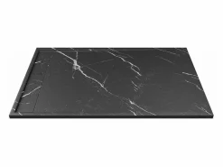 Best Shower & Design Plato de ducha a ras de suelo recortable en resina SMC - Negro marmolado - 140 x 90 cm - LYROSA Negro / Blanco