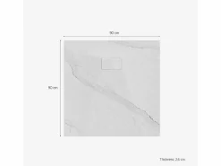 Plato de ducha cuadrado a ras de suelo efecto mármol 90x90 cm Stone MM - Blanco