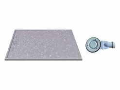 Shower & Design Plato de ducha Efecto Terrazzo extraplano en resina cortable, con desagüe, 140x90 cm, LYROSA