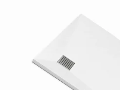 Sale Vente-unique Plato de ducha extraplano para colocar o empotrar, cortable, en resina SMC, en cuarto de círculo, con sifón - - 80 x 80 cm - SYFORSA Blanco