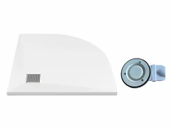 Sale Plato de ducha extraplano para sobreponer o encastrar recortable de resina SMC en cuarto círculo con sifón - - 90 x 90 cm - SYFORSA Plato De Ducha