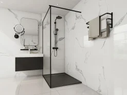 Shower & Design Plato de ducha de resina para colocar o empotrar, con sifón, Ancho 120 x Prof. 90 cm, LYROSA