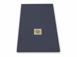 MIRLO Plato de ducha pizarra PURE GRAFITO 100x110 cm rejilla inox