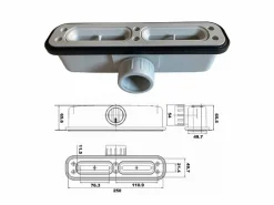MIRLO Plato de ducha resina LUX 80x150cm rejilla inox