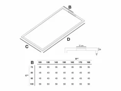 MIRLO Plato de ducha resina LUX ANTRACITA 70x140cm rejilla inox Gris antracita
