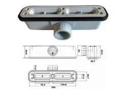 MIRLO Plato de ducha resina LUX ANTRACITA 70x140cm rejilla inox Gris antracita