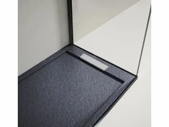 MIRLO Plato de ducha resina LUX ANTRACITA 70x140cm rejilla inox Gris antracita