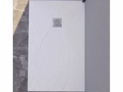 Discount Plato de ducha 90x100 cm resina antideslizante | Carga mineral, textura piedra, | Incluye válvula y rejilla Plato De Ducha