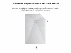 New Plato de ducha 80x180 cm resina antideslizante | Carga mineral, textura piedra, | Incluye válvula y rejilla Blanco