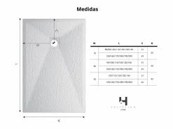 Online Plato de ducha 80x110 cm resina antideslizante | Carga mineral, textura piedra, | Incluye válvula y rejilla Blanco