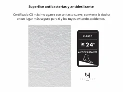 Online Plato Ducha Resina TITAN- Antideslizante Extraplano Ultraligero Textura pizarra Color 70X90 CM-Valvula+Rejilla Inox Blanco