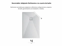 Online Plato Ducha Resina TITAN- Antideslizante Extraplano Ultraligero Textura pizarra Color 70X160 CM-Valvula+Rejilla Inox Blanco