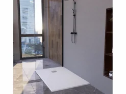 Outlet Plato Ducha Resina TITAN- Antideslizante Extraplano Ultraligero Textura pizarra Color 90X170 CM-Valvula+Rejilla Inox Plato De Ducha