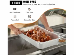 Discount Plato, SucceBuy - Sartén Vaporera de Acero Inoxidable de 10,1 CM de Profundidad con Tapa, 13 L, Antiatasco, Paquete de 4