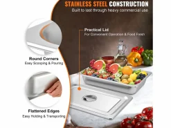 Discount Plato, SucceBuy - Sartén Vaporera de Acero Inoxidable de 10,1 CM de Profundidad con Tapa, 13 L, Antiatasco, Paquete de 4