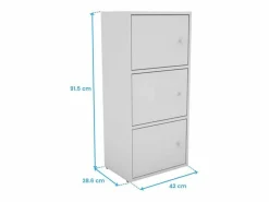 Clearance Plea salón 1 armario 3 puertas y 1 estantería 3 niveles 184x42x29 cm Blanco