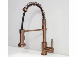 Essebagno Plimo Mezclador para fregadero con ducha móvil, cobre cepillado
