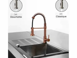 Essebagno Plimo Mezclador para fregadero con ducha móvil, cobre cepillado