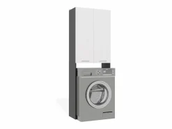 POLA - Armario de Baño sobre la Lavadora - Antracita / Blanco - 64 x 30 x 180 cm Mueble Para Lavadora