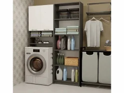 TOPESHOP POLA - Mueble de baño sobre la lavadora - Antracita / Blanco