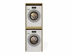 Outlet POLA TWIN - Armario de baño para lavadora y secadora con columna de estantes - Roble Mueble Para Lavadora