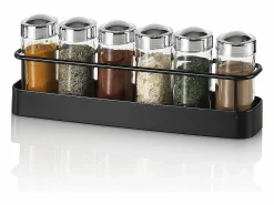 Sale Portaespecias de cocina con set de 6 frascos de vidrio Lyu Multicolor