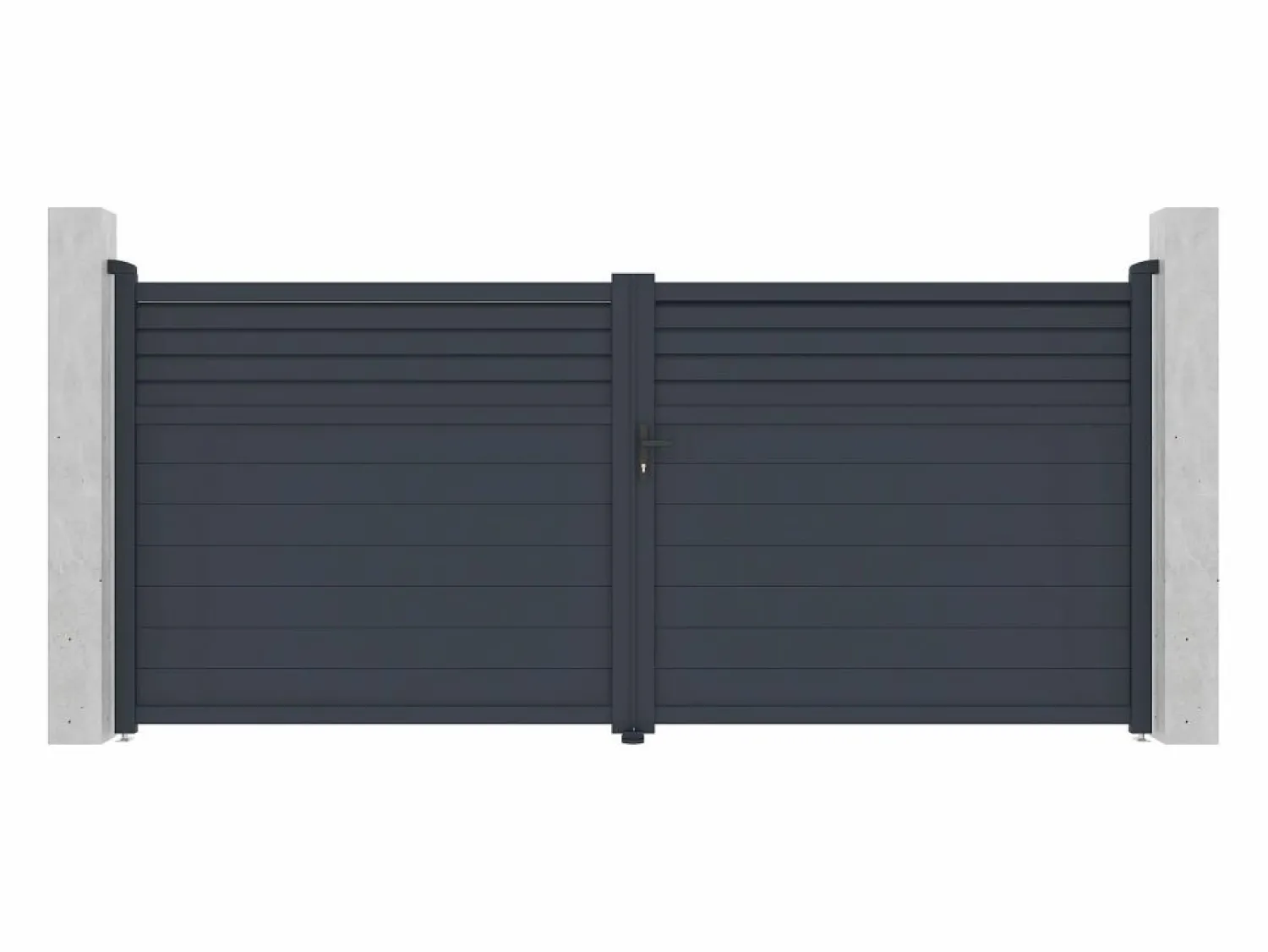 Best Portal batiente de aluminio con persianas L397 x H181 cm antracita - VIAZO Portón