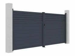 Best Portal batiente de aluminio con persianas L397 x H181 cm antracita - VIAZO Portón
