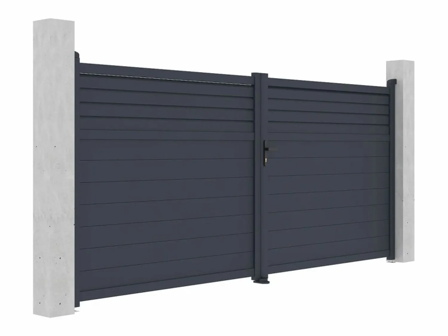 Best Portal batiente de aluminio con persianas L397 x H181 cm antracita - VIAZO Portón