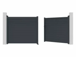 Best Portal batiente de aluminio con persianas L397 x H181 cm antracita - VIAZO Portón