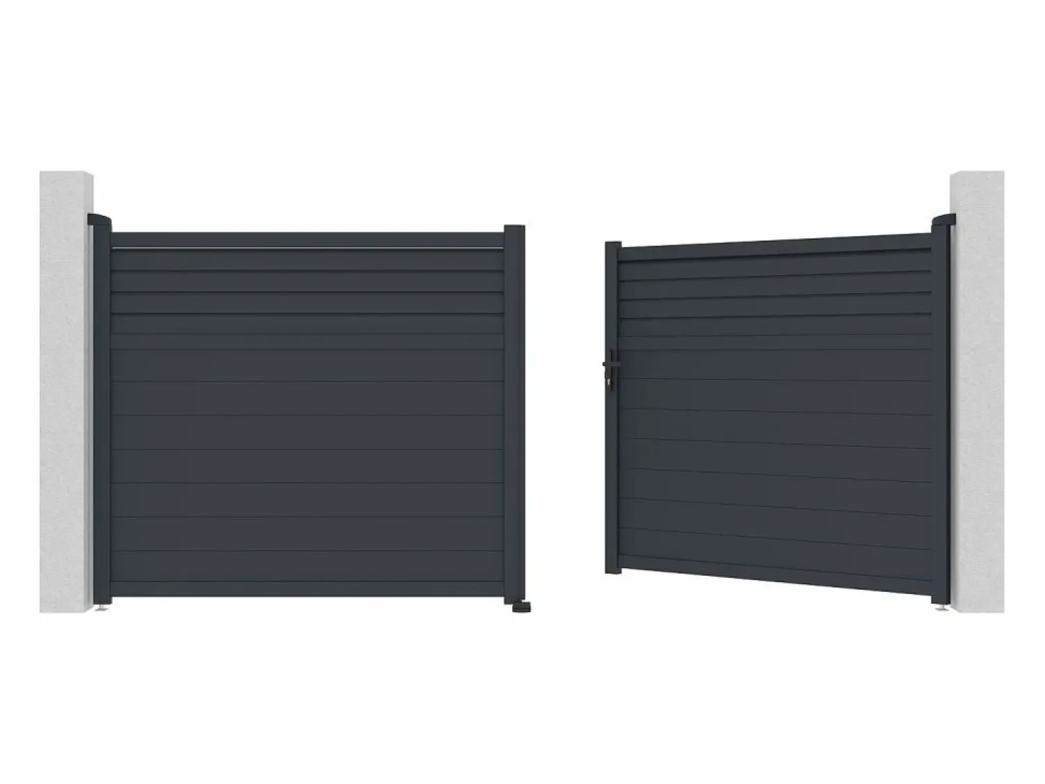 Best Portal batiente de aluminio con persianas L397 x H181 cm antracita - VIAZO Portón