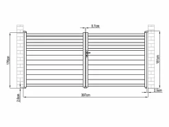 Best Portal batiente de aluminio con persianas L397 x H181 cm antracita - VIAZO Portón