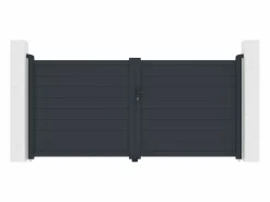 New Portal eléctrico batiente de aluminio macizo - L305 x H150 cm - Antracita - NAZARIO Portón