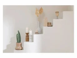 Outlet J-Line Portavelas de cerámica beige 9x7x10 cm Color natural claro