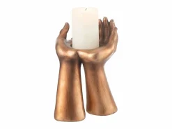 J-Line Portavelas de poliresina cobre 19*17.5*25 cm
