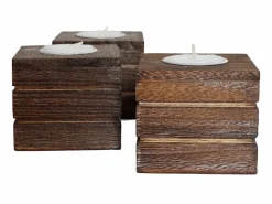 Discount MCW Portavelas de té Tolve (set de 3), marrón Marru00f3n