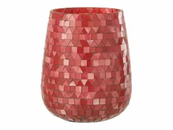 Hot J-Line Portavelas triangular de vidrio 17x17x21 cm Rosa