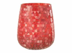 Hot J-Line Portavelas triangular de vidrio 17x17x21 cm Rosa