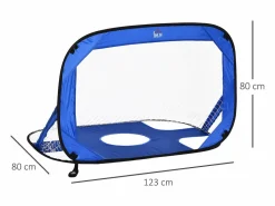 Discount Portería de fútbol desplegable, 2 piezas, portátil y plegable, con bolsa de transporte, (123 x 80 x 80 cm) Azul